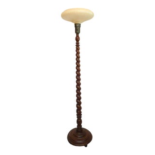19th Century English Barley Twist Torchiere Lamp For Sale