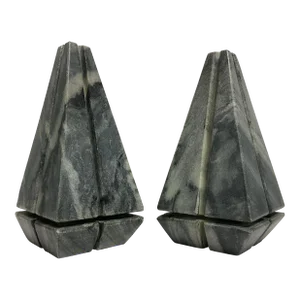 1980s Vintage Italian Marble Pyramid Obelisk - A Pair.