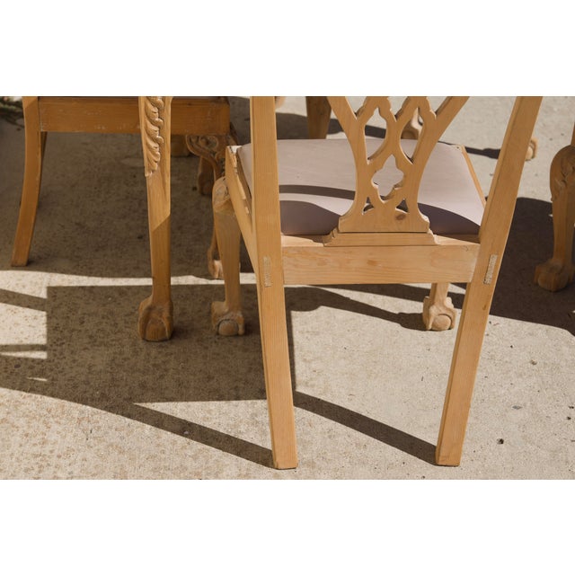 Late 20th Century Handcrafted Chippendale-Style Game Table and Four Chairs With Leather, Set of 5 For Sale In San Diego - Image 6 of 14