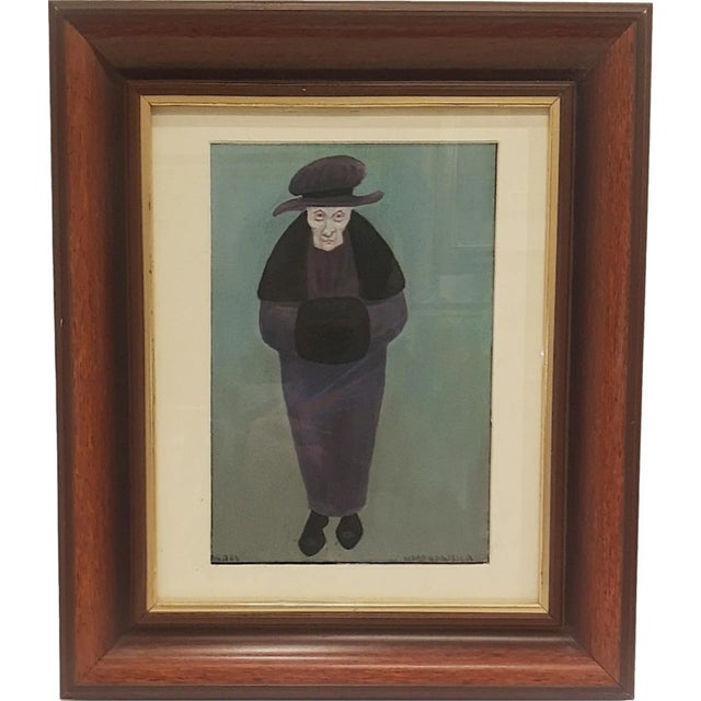 Postmodern Halina Dąbrowska, Portrait of Grandmother, Poland, 1964, Oil on Canvas, Framed For Sale - Image 3 of 4