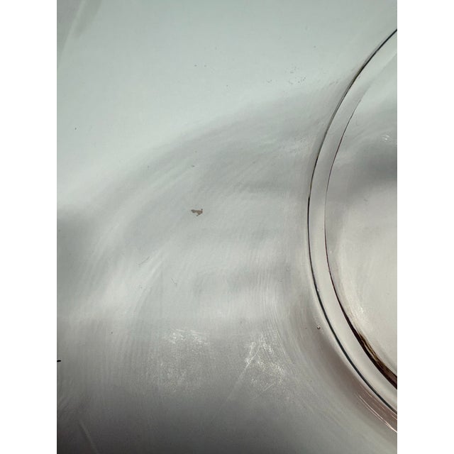 Art Deco Early 20th Century Art Deco Blush Pink Etched Glass Handled Bowl With Fitted Underplate For Sale - Image 3 of 9