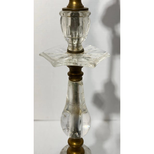 Antique table lamp, attributed to Edward F. Caldwell, with gilt bronze frame raised on triangular shaped base with ball...
