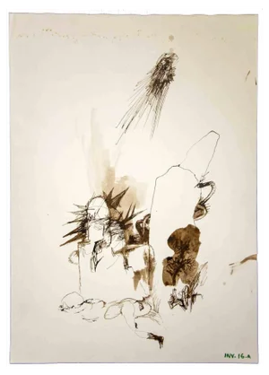 Leo Guida, The Desert, Original Ink & Watercolor Drawing, 1970s