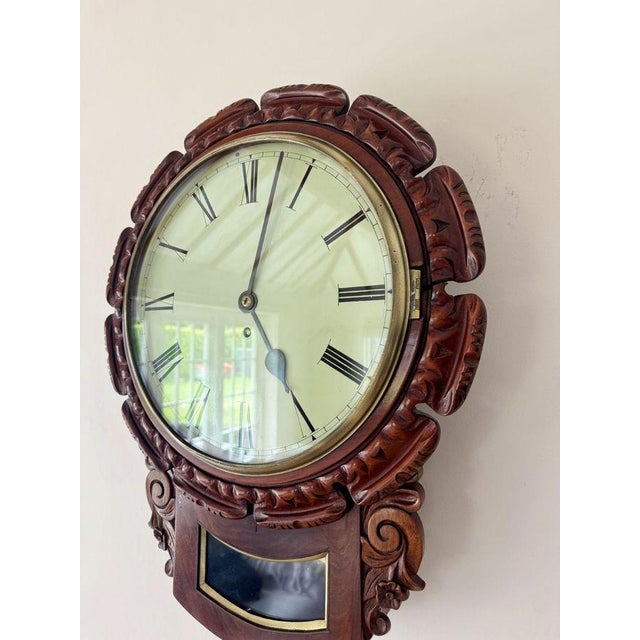 Antique Mahogany Drop Dial Wall Clock, 1860 For Sale - Image 3 of 6