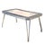A striking Mid-Century Modern chrome and pink Formica dining table featuring a sleek atomic-age design. The tabletop...