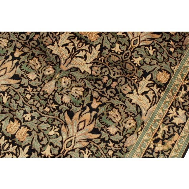 Boho Chic 1990's Pak-Persian Black/Green Wool Rug - 4'0'' X 5'11'' For Sale - Image 4 of 9