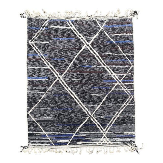 Berber Rug Beni Ourain Black Wool Rug For Sale