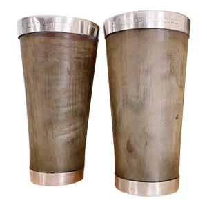 Pair of 1896 English Sterling and Horn Cups