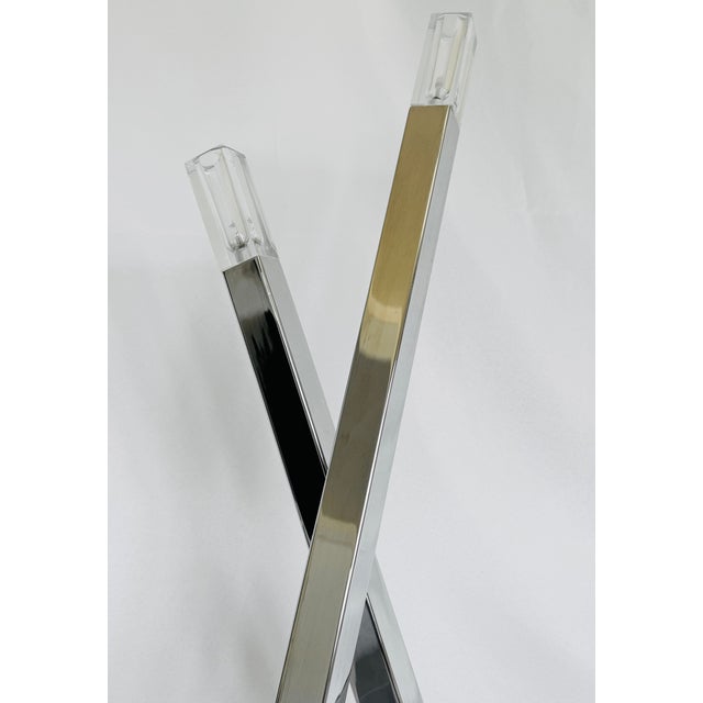 Metal 1980’s Frederick Ramond Nickel Plated Lamps - A Pair For Sale - Image 7 of 14