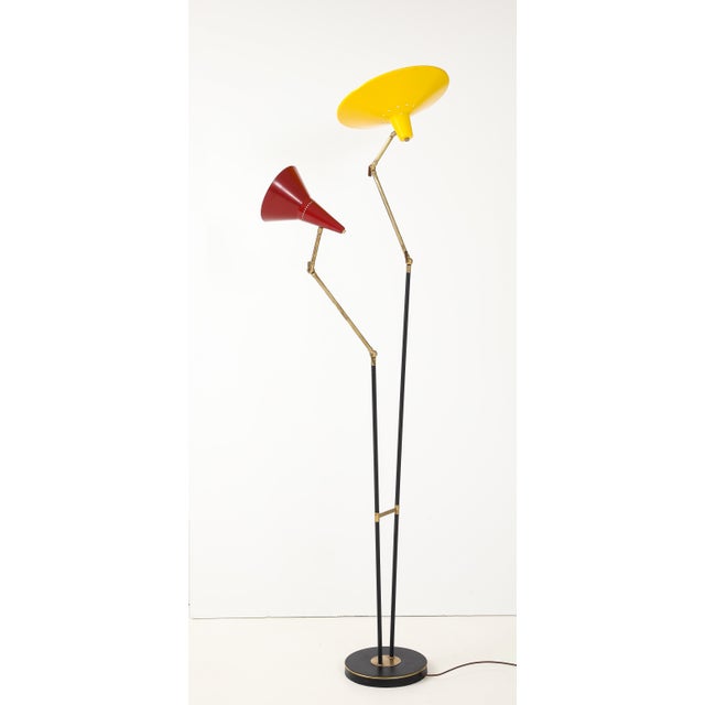 1960's Mid-Century Modern Two Arm Italian Floor Lamp in the Style of Stilnovo For Sale - Image 14 of 16