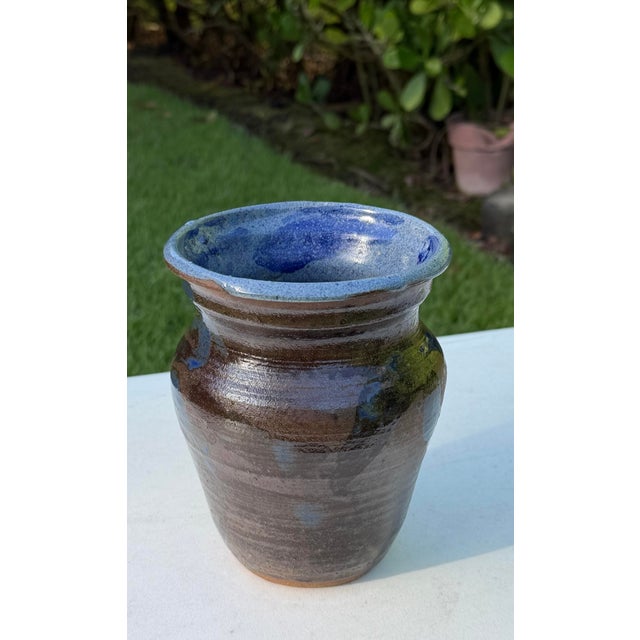 Vintage 6.75” Signed Studio Pottery Vase For Sale - Image 4 of 11