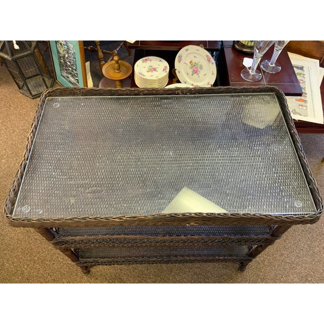20th Century Wicker Tier Table For Sale - Image 4 of 10