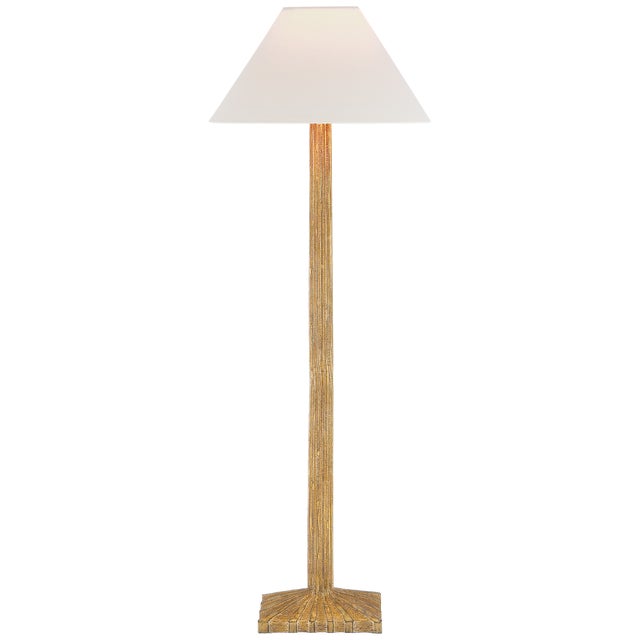 Transitional Chapman & Myers by Visual Comfort Signature Strie Buffet Lamp in Gild with Linen Shade For Sale - Image 3 of 3