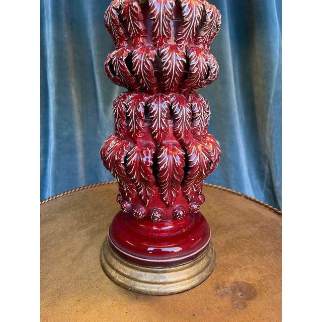 Spanish 1950s Red Ceramic Table Lamp For Sale - Image 10 of 12