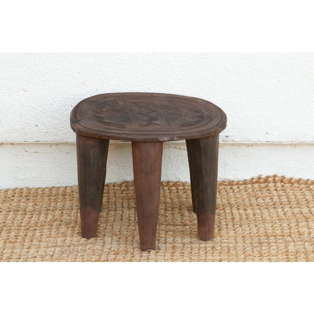 African Small Solid Wood Carved Nupe Table For Sale - Image 3 of 8