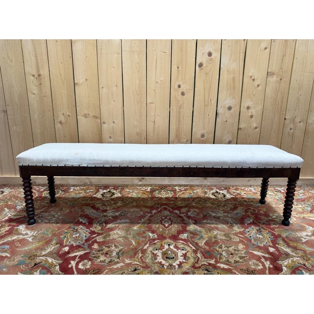 Long Office Bench with Turned Legs For Sale - Image 6 of 6