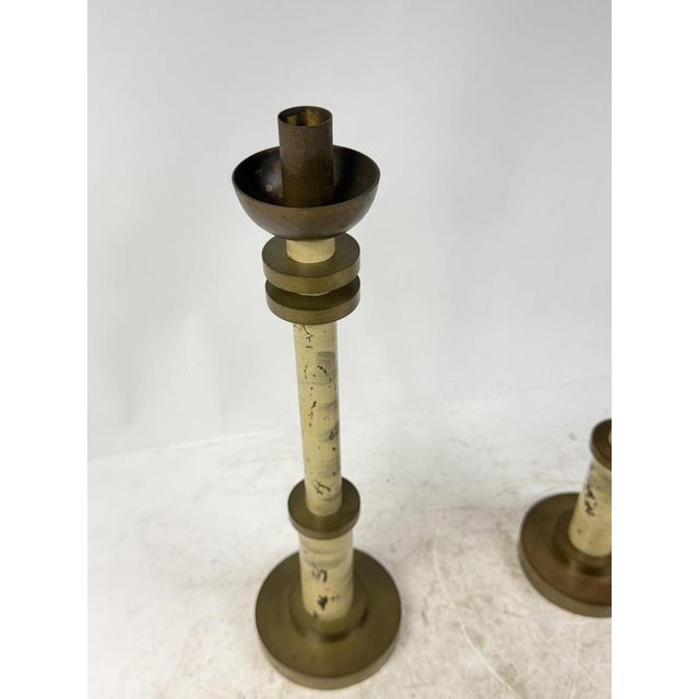 Art Deco Brass Candleholders, 1920s, Set of 2 For Sale - Image 4 of 14