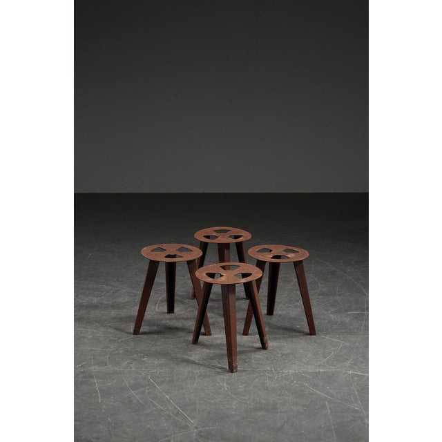 Industrial Industrial Stool in Wood For Sale - Image 3 of 15