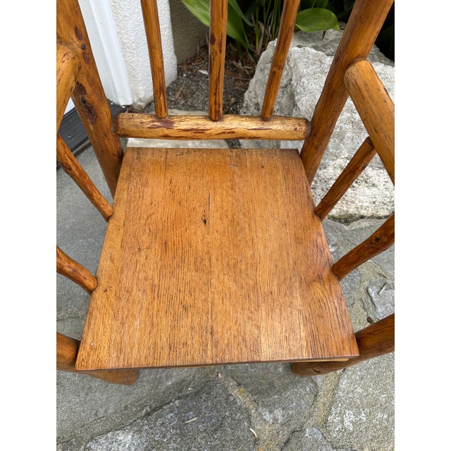 Vintage Handmade Small (Child) Size Rustic Carved Log Wood Chair For Sale - Image 12 of 18