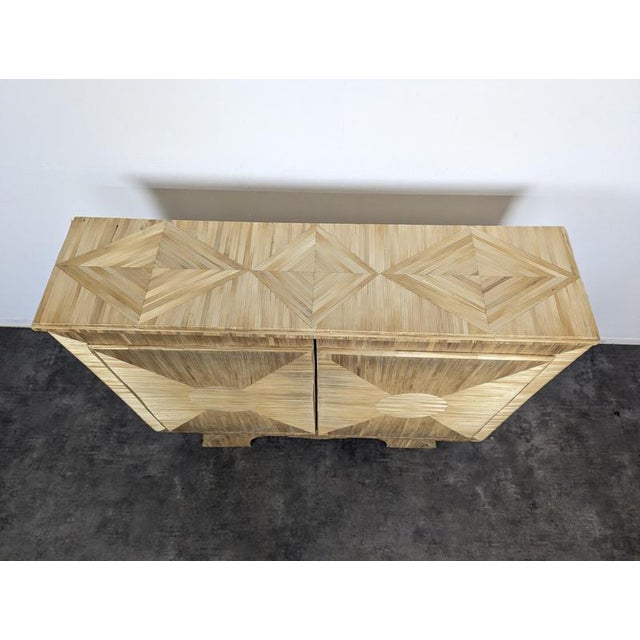 Art Deco Straw Marquetry Two-Door Cabinet For Sale - Image 6 of 13