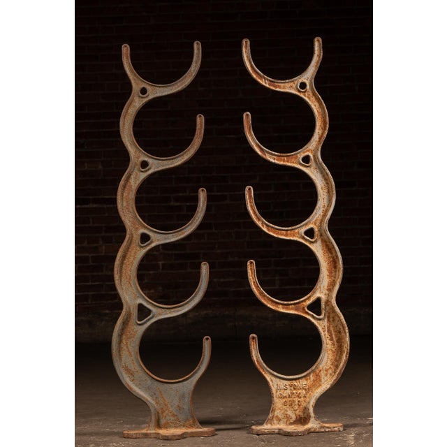Industrial Antique Industrial Cast Iron Pipe Rack Set by Yohe Supply Co. For Sale - Image 3 of 10