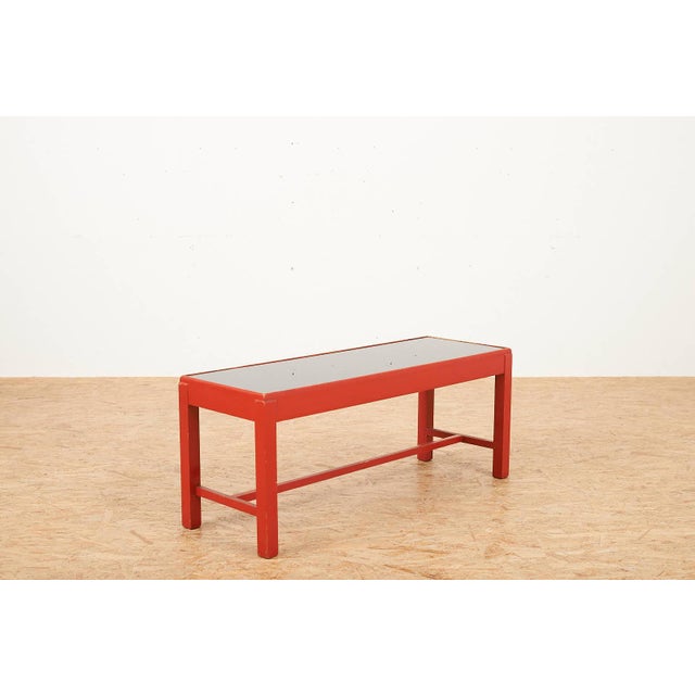 Wooden Side Table with Red Lacquer Black Glass Top For Sale - Image 13 of 13