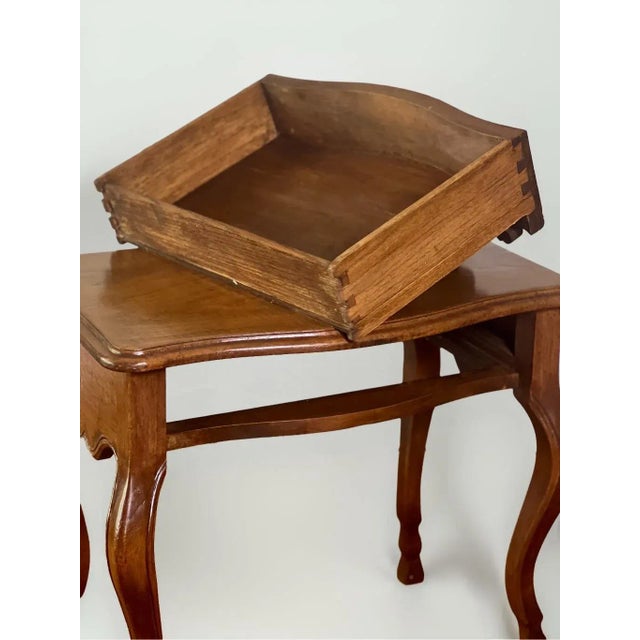 19th C. French Provincial Louis XV Style Carved Walnut Side Table With Drawer For Sale - Image 4 of 12