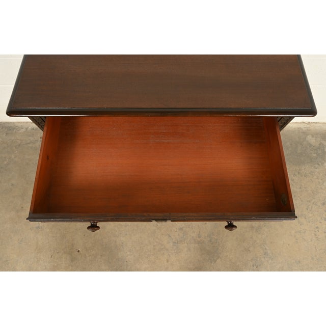 Wood Berkey & Gay Antique English Jacobean Carved Walnut and Burl Wood Bar Cabinet or Server, Circa 1920s For Sale - Image 7 of 15