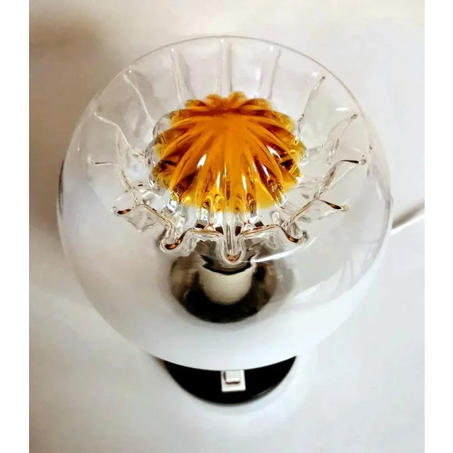 Nickel-Plated Metal and Murano Milk Glass Table Lamps attributed to Mazzega, 1965, Set of 2 For Sale - Image 12 of 13