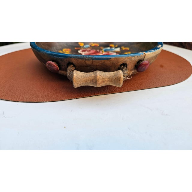 Rustic Style Painted Wooden Bowl, 1950s For Sale - Image 4 of 8
