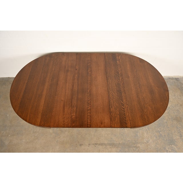 R. J. Horner Style Antique Victorian Carved Oak Split Pedestal Extension Dining Table With Lion Paw Feet | Newly Refinished For Sale - Image 11 of 14