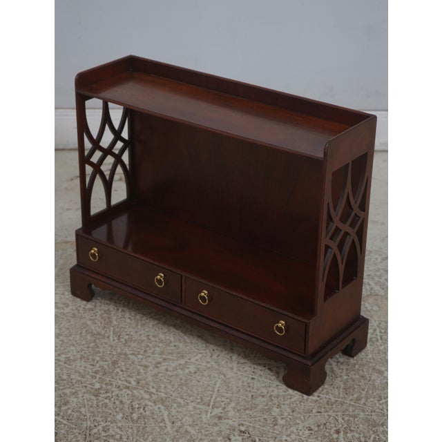 Chippendale Pair Baker Chippendale Mahogany 1 Drawer Small Bookshelves For Sale - Image 3 of 18