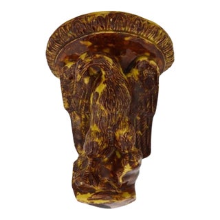 Rockingham Attr Pottery Stoneware Figural Eagle Corner Wall Sconce 20thC For Sale