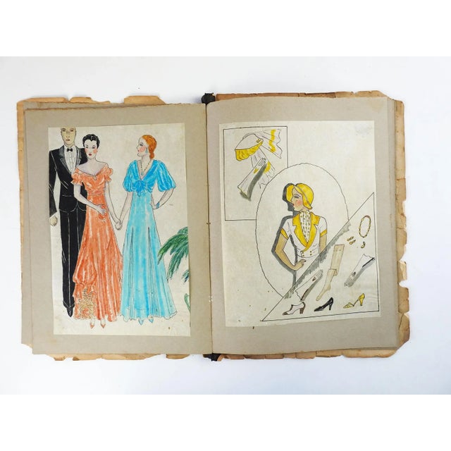 1930s Vintage 1930's Fashion Illustration Portfolio For Sale - Image 5 of 8