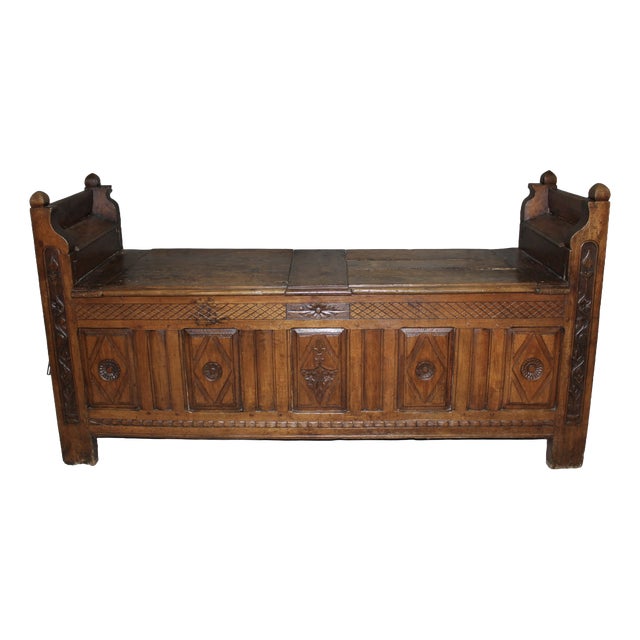 Oak Chest Bench, 18th Century For Sale
