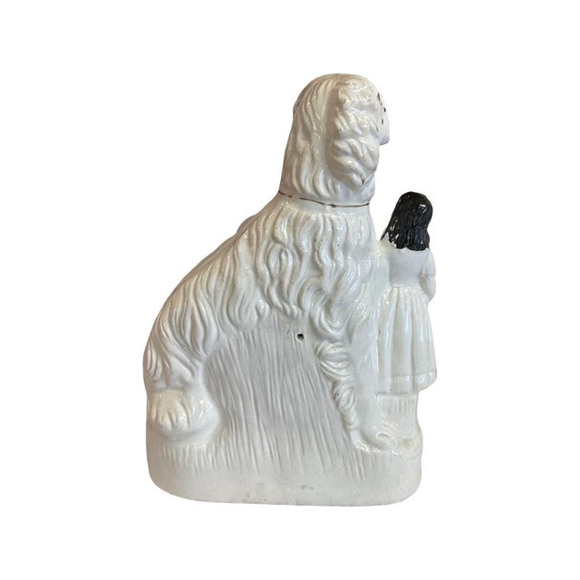 English Mid 19th Century Staffordshire Large Dog Figurine With Girl For Sale - Image 3 of 8