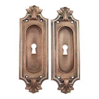 Pair of 1900s Racine Russell & Erwin Brass Pocket Door Pulls For Sale