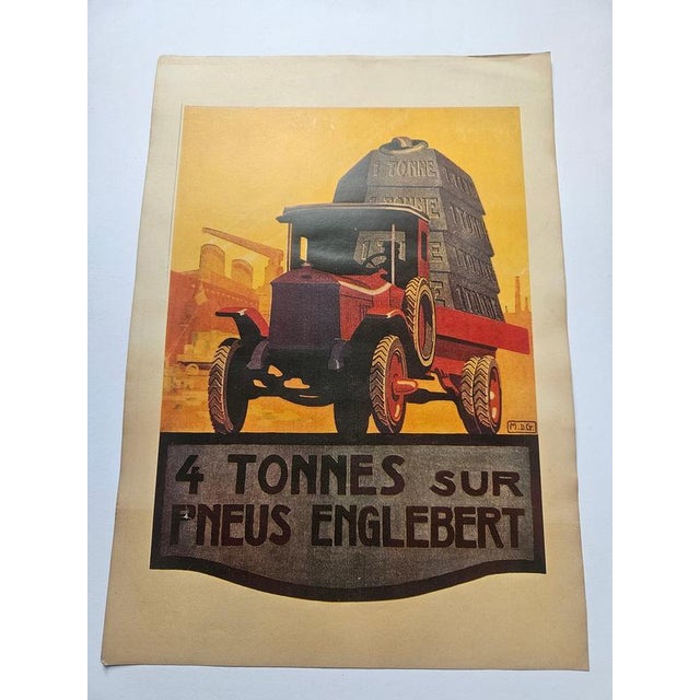 Art Deco Advertising Poster Englebert Pneu, 1930s For Sale - Image 3 of 8