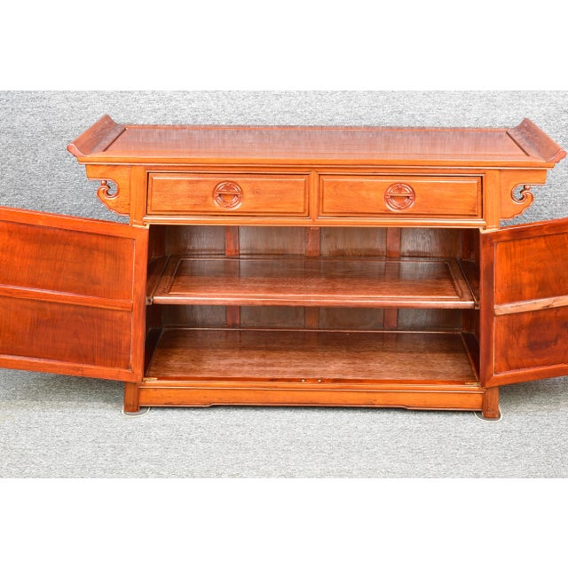 Chinese Ming Altar Style Carved Mahogany Sideboard For Sale - Image 9 of 12