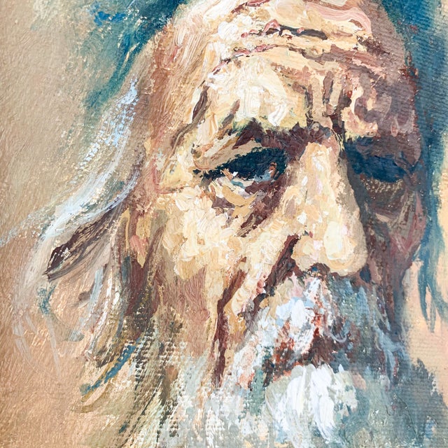 Mid 20th Century Vintage Portrait Jewish Man Hat Beard William Weintraub Oil Board Israeli Art For Sale - Image 10 of 12