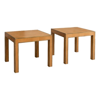 Square Maple and Brass Coffee Tables, Italy, 1980s, Set of 2 For Sale