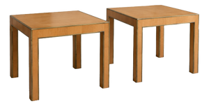 Square Maple and Brass Coffee Tables, Italy, 1980s, Set of 2