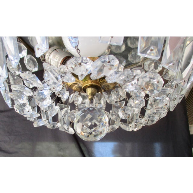 French Louis XVI Crystal Basket Flush Mount For Sale - Image 3 of 15