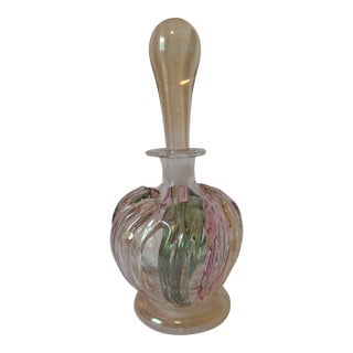 Vintage Ion Tamaian Signed Hand Blown Art Glass Perfume Bottle With Dauber For Sale