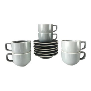 Massimo Vignelli Sasaki Colorstone Tea Cups / Saucers - Set of 6 For Sale