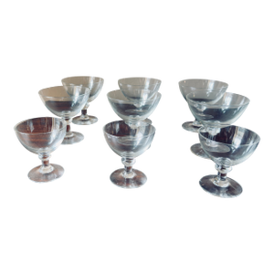 Vintage, 1950s, Mid-Century Modern Coupe Glass - Set of 9