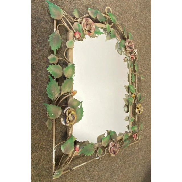French Wrought Iron Mirror with Roses, 1970s For Sale - Image 15 of 18