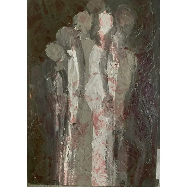 Wood Abstract Figurative Painting by Artist Christopher Shoemaker, 18" X 13" For Sale - Image 7 of 8