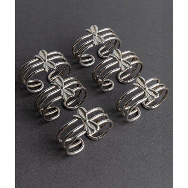 Vintage Silver-Plated Ribbon Napkin Rings, Italy, 1970s, Set of 6 For Sale - Image 9 of 11