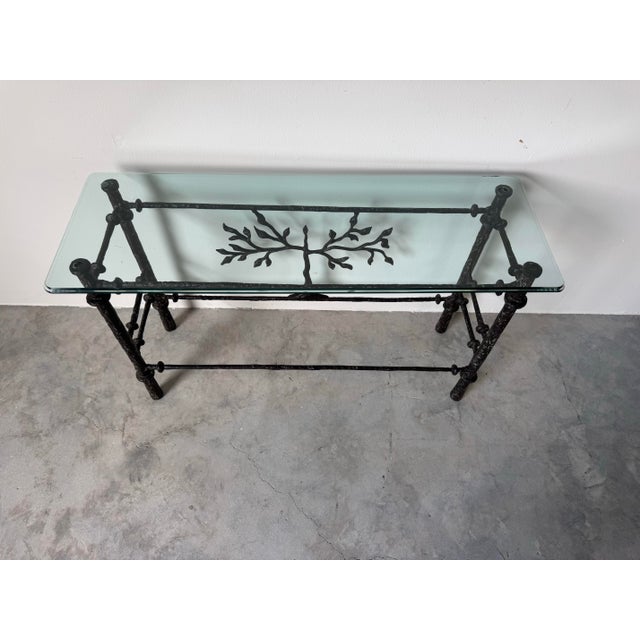 Black Vintage Diego Giacometti Style Bronze Finish Wrought Iron Sculptural Console Table For Sale - Image 8 of 11